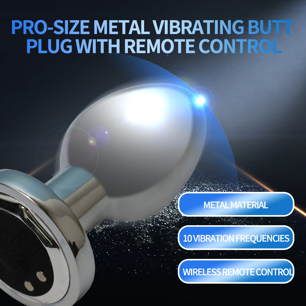 Normal-size Metal Vibrating Butt Plug with Remote Control