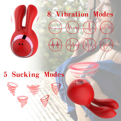 Bunny Vibrator Massager with 5 Sucking & 8 Vibration Modes