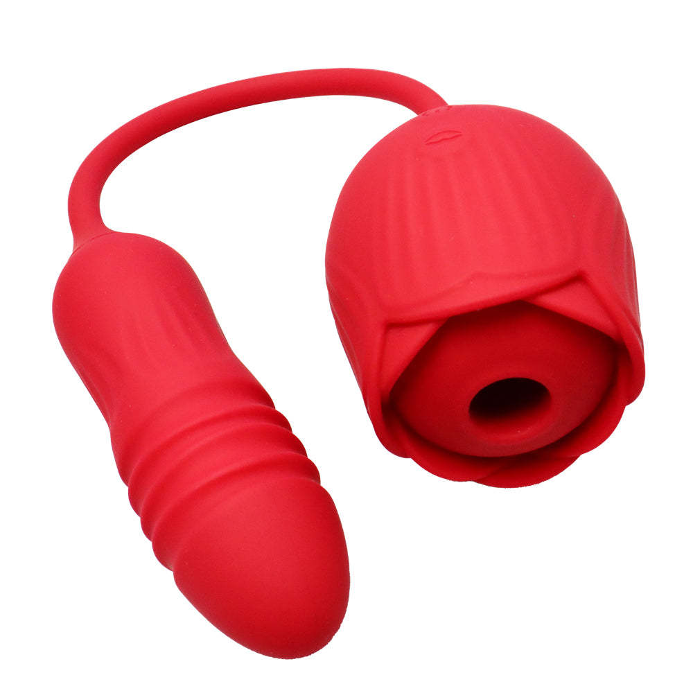 The Rose Toy Clit Sucker With Thrusting Bullet Vibrator