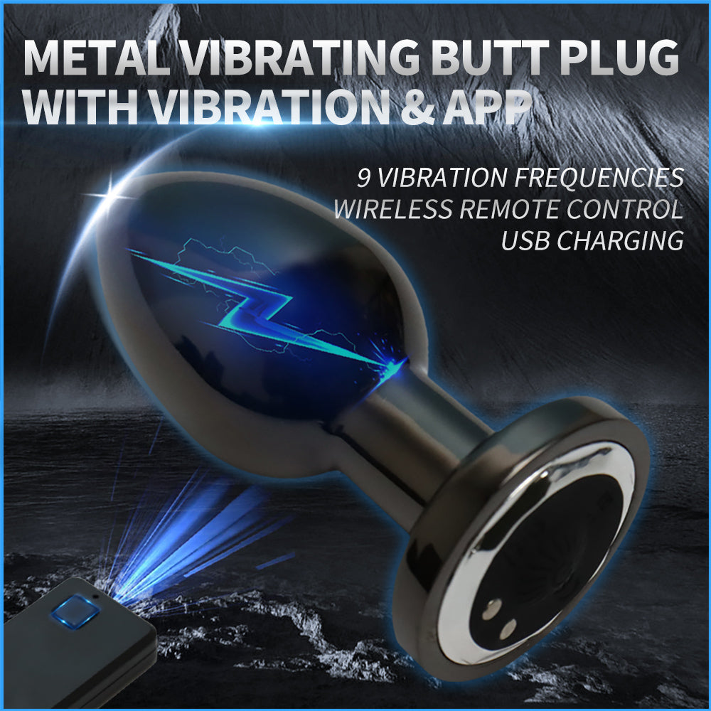 Normal-size Metal Vibrating Butt Plug with APP & Remote Control