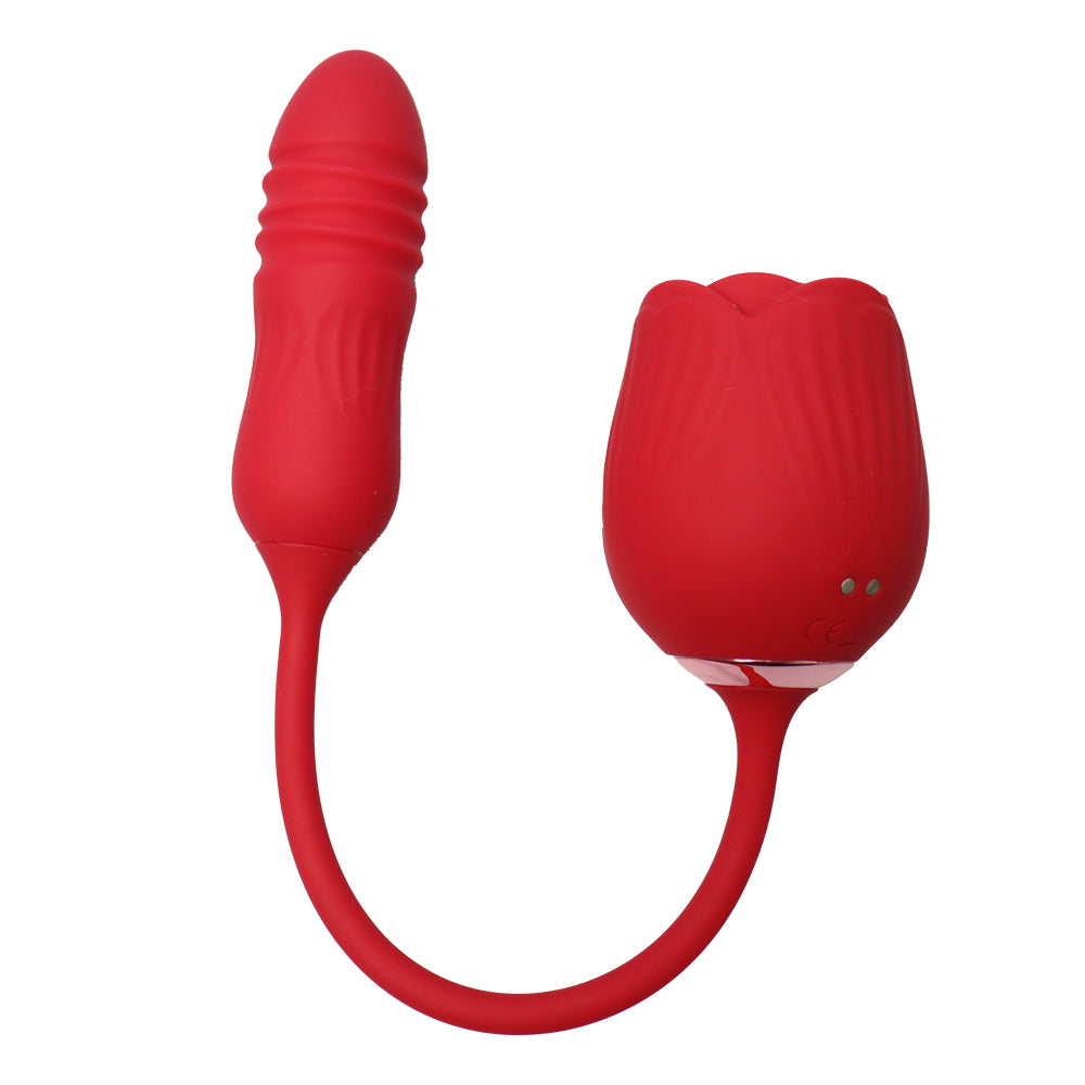 The Rose Toy Clit Sucker With Thrusting Bullet Vibrator