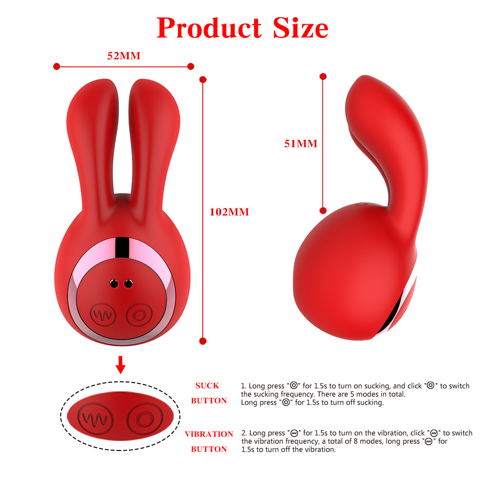 Bunny Vibrator Massager with 5 Sucking & 8 Vibration Modes