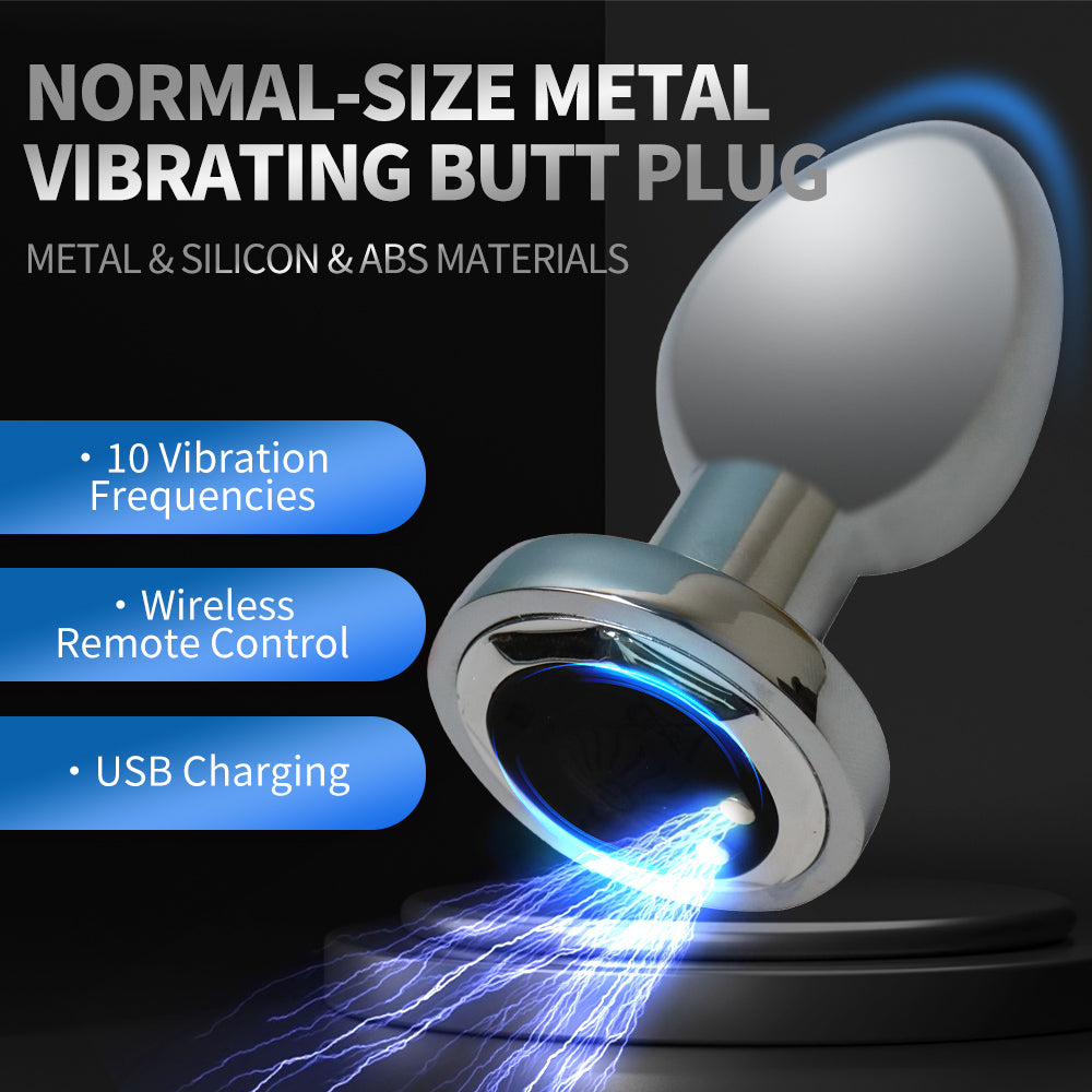 Normal-size Metal Vibrating Butt Plug with Remote Control