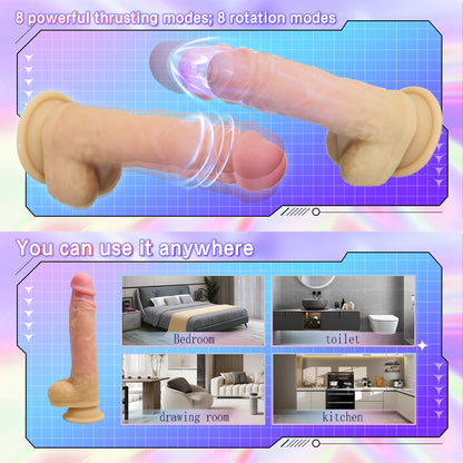 Extra-large Realistic Thrusting Dildo Vibrator with 360° Rotation